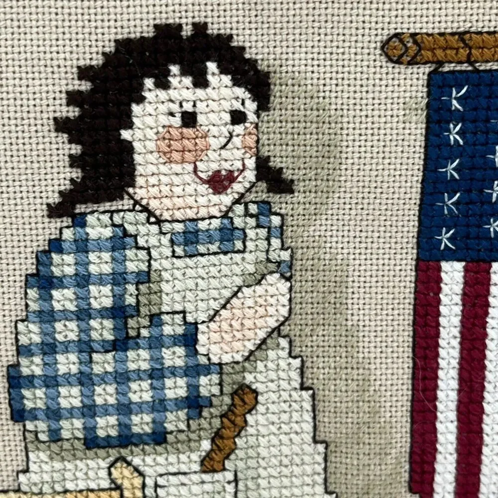 Flag Salute Wall Art Leisure Arts Cross Stitch Magazine August 1989 School Days